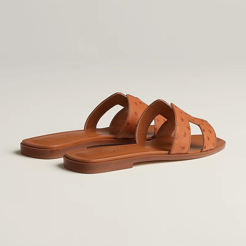 Giày Hermes Oran Sandal Nữ Nâu Họa Tiết